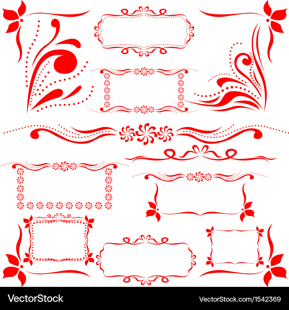 Red set of design elements vector image
