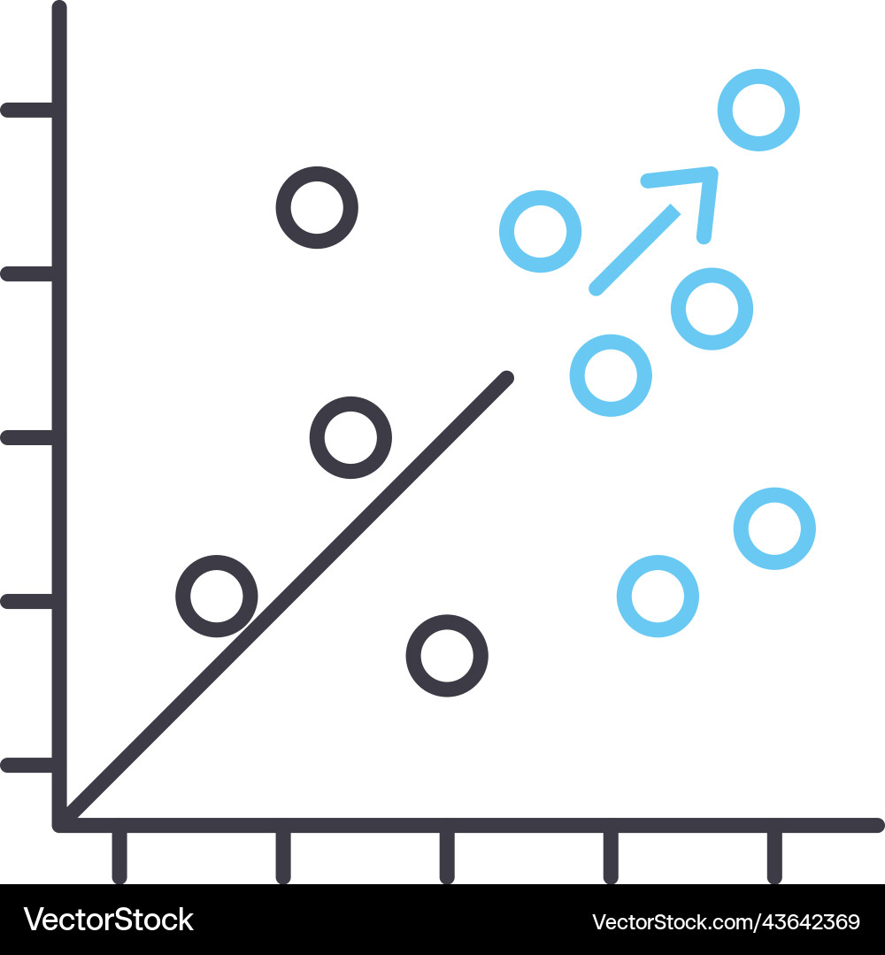 Scatter plot line icon outline symbol Scatter plot line icon outline symbol vector image