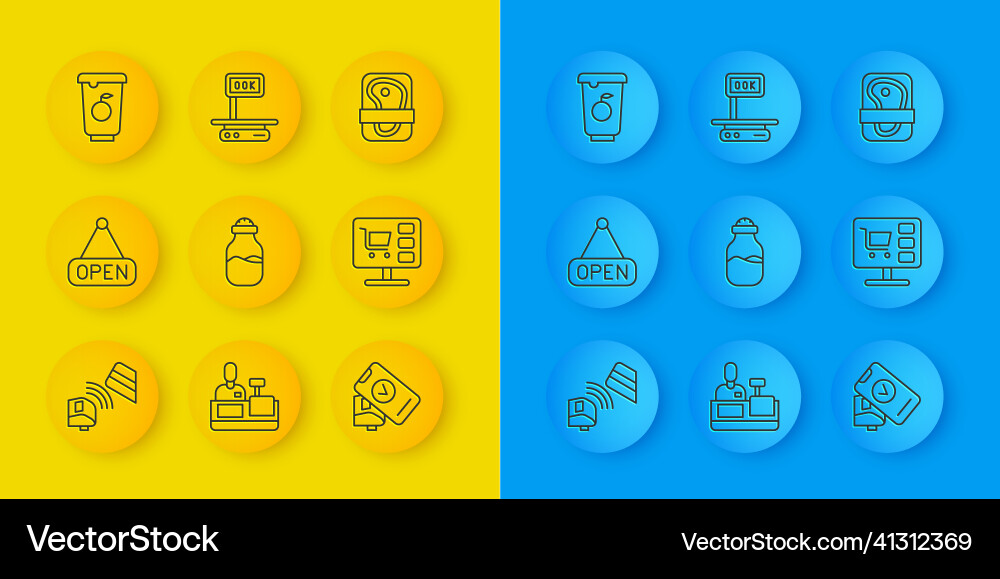 Set line pos terminal with credit card hanging Set line pos terminal with credit card hanging vector image