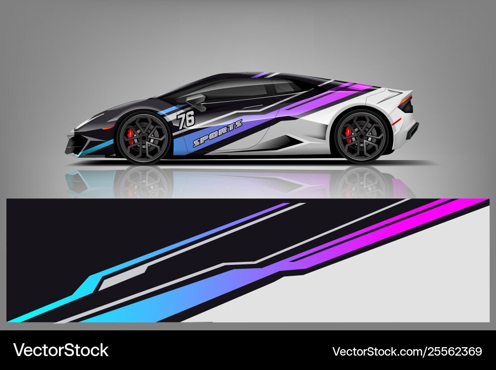 Sport car racing wrap design vector image