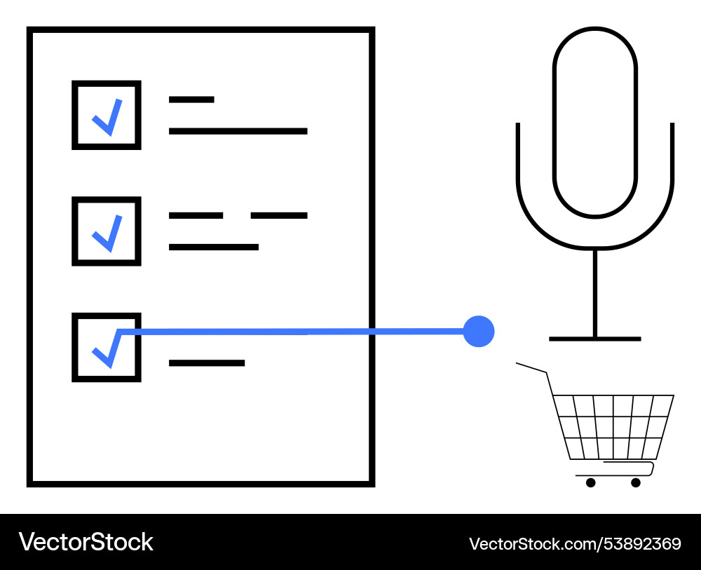 Task list with voice command and shopping cart Vector Image