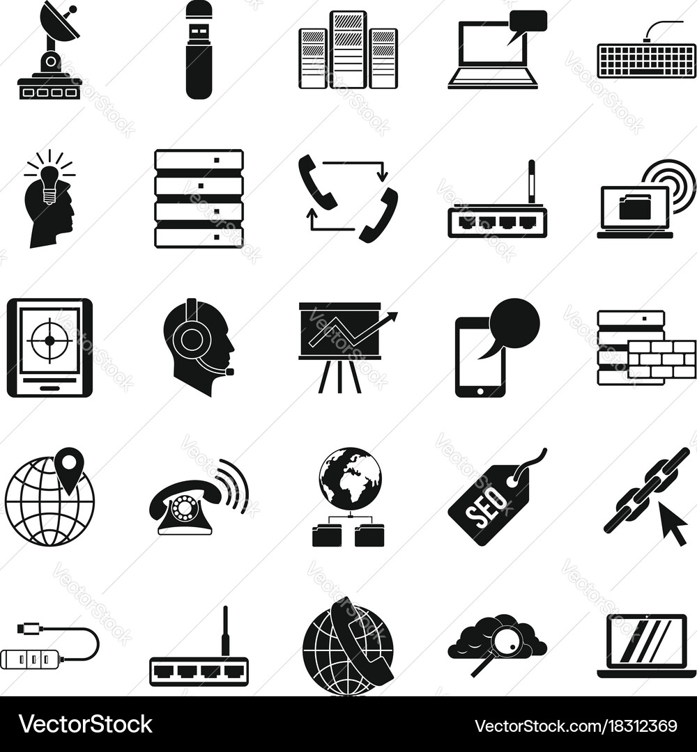 Telecommunication icons set simple style Vector Image