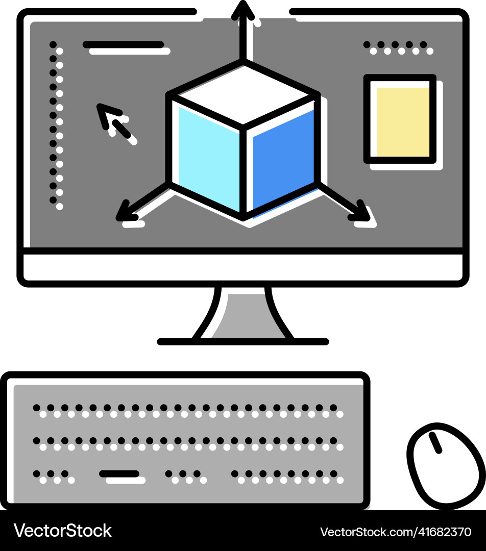 3d modeling color icon 3d modeling color icon vector image