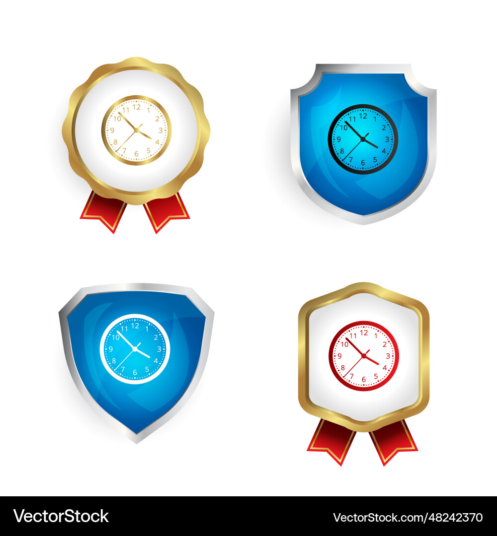 Abstract clock timing badge and label collection Abstract clock timing badge and label collection vector image