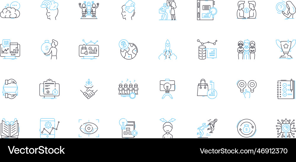 Analysis and graphs linear icons set metrics Analysis and graphs linear icons set metrics Vector Image