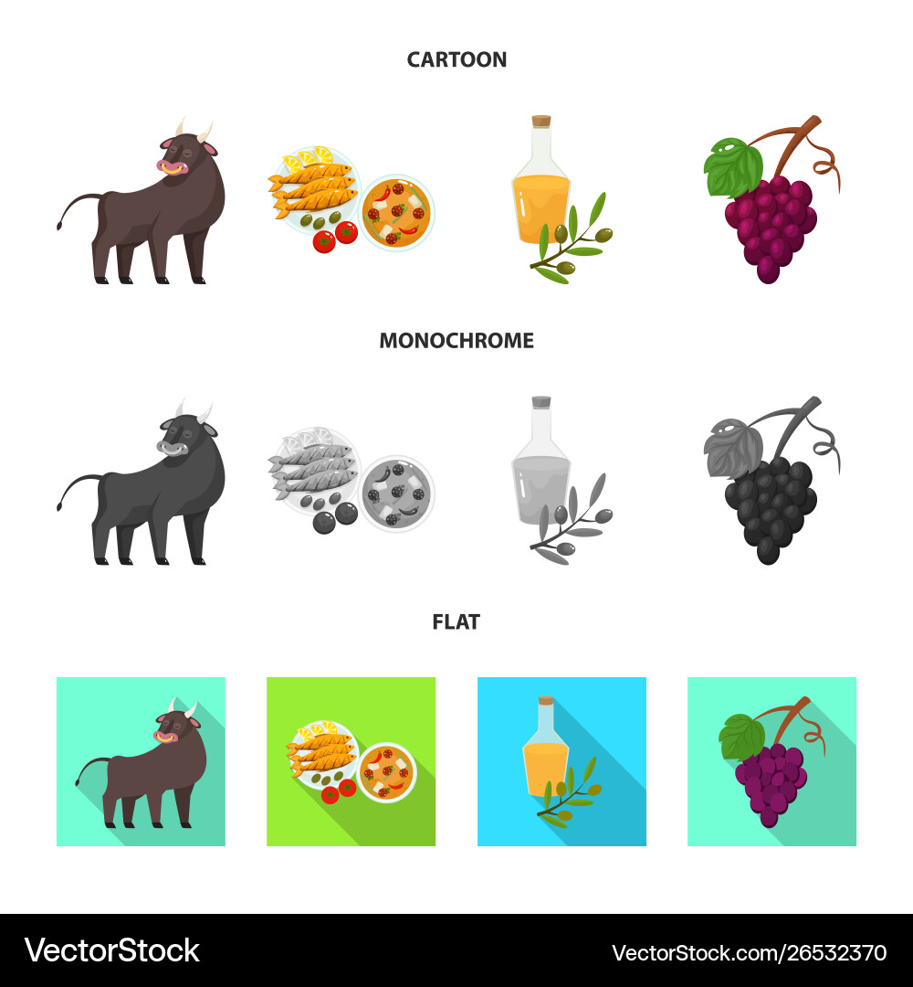 Animal & Grape Icon Set Vector Image