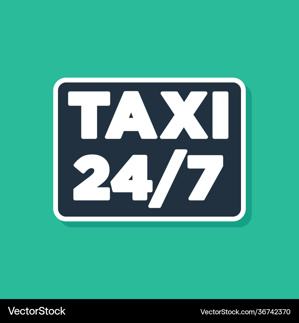 Blue map pointer with taxi icon isolated on green Blue map pointer with taxi icon isolated on green vector image