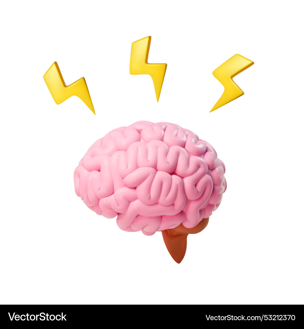 Brain with thunderbolt flashes brainstorming idea Brain with thunderbolt flashes brainstorming idea vector image