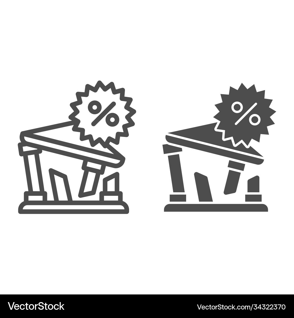 Building and percentage line solid icon Building and percentage line solid icon Vector Image