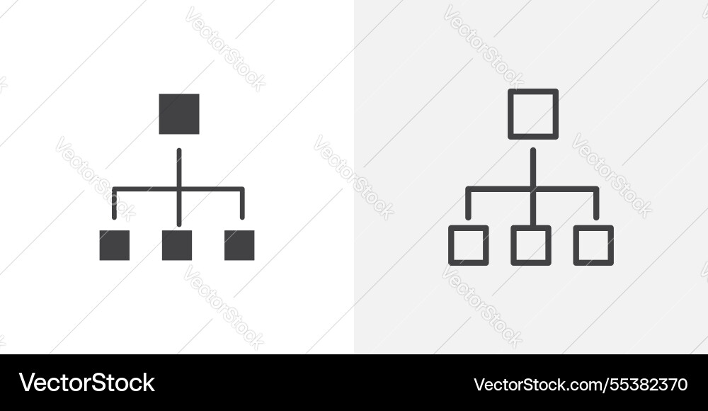 Chart tree icons in black fill and liner versions vector image