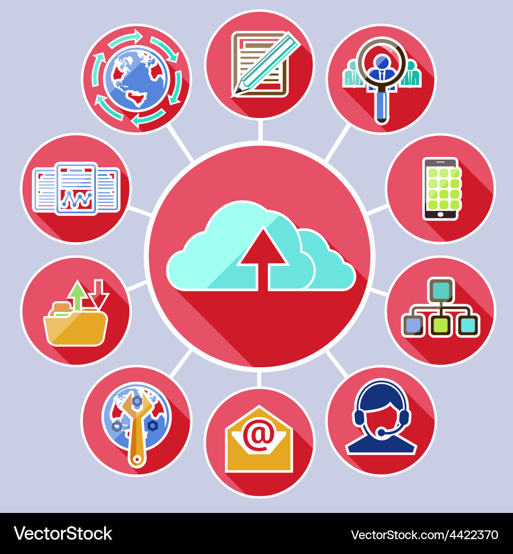 Cloud computing services and data sharing concept vector image