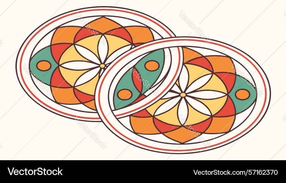 Decorative plates with geometric patterns vector image