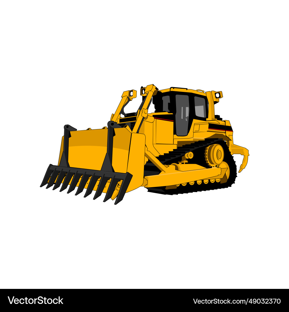 Dozer with root rake attachment Vector Image