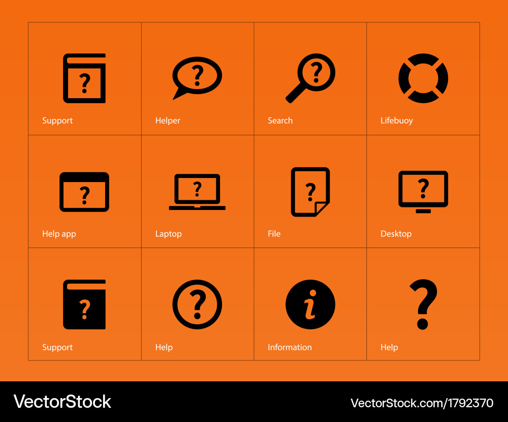 Help and faq icons on orange background vector image