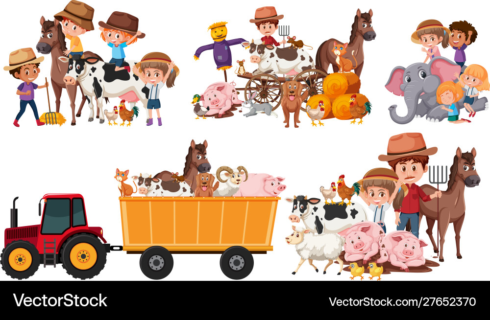 Isolated Farm Objects Set vector image