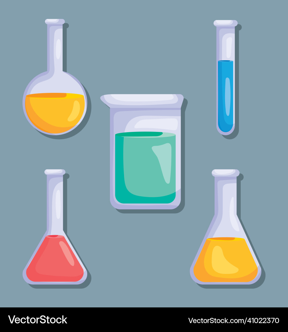 Lab flasks icon set vector image