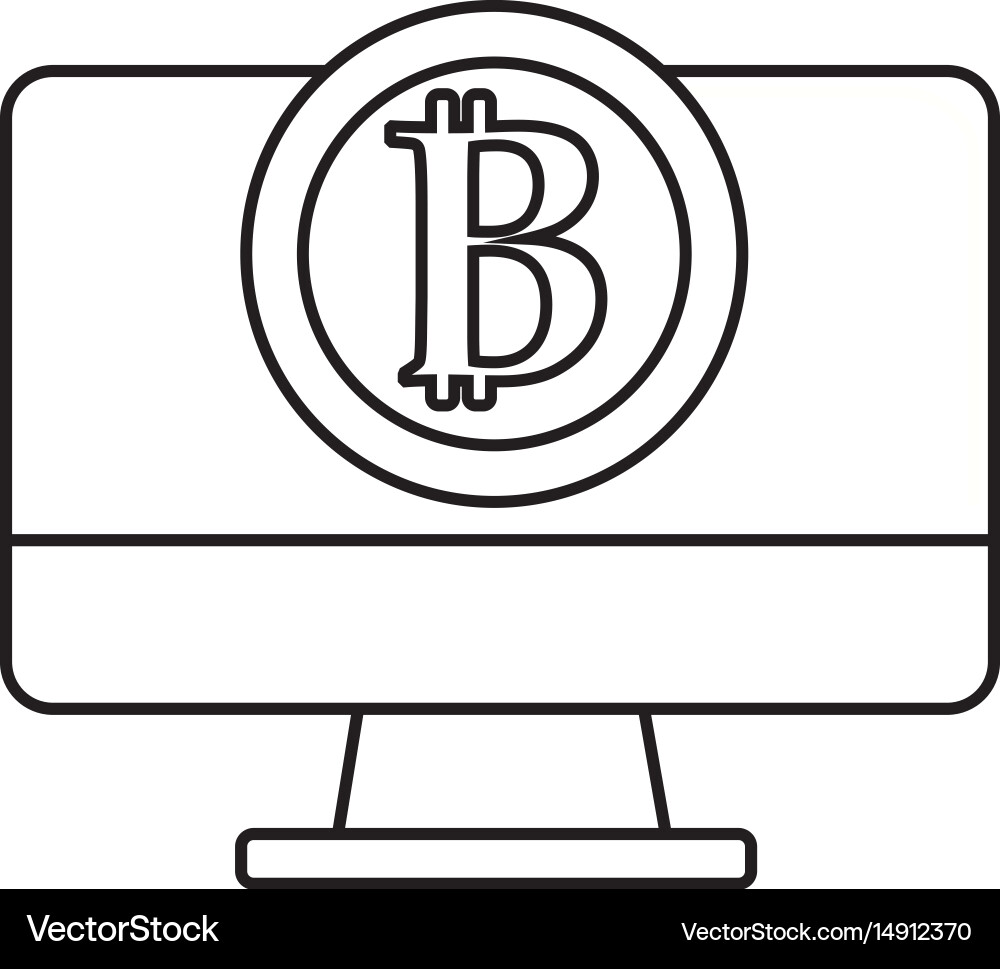 Line computer technology with bitcoin currency vector image