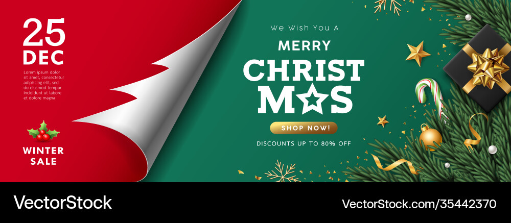 Merry christmas paper roll tree shape gift box Merry christmas paper roll tree shape gift box vector image