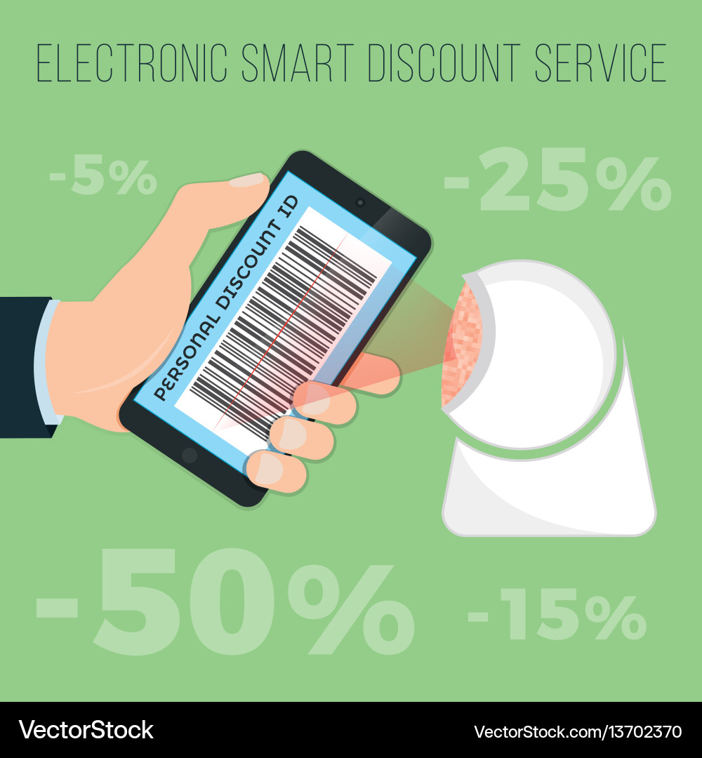 Mobile Discount Card - Save with Scan Vector Image