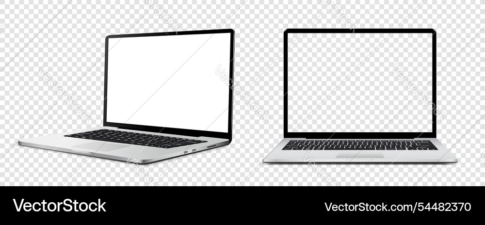 Mockup of laptop computer front and side view Mockup of laptop computer front and side view vector image