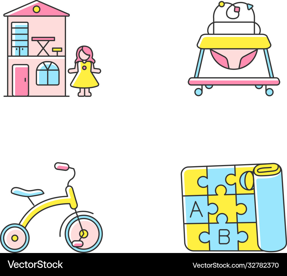Motor skills development rgb color icons set Vector Image