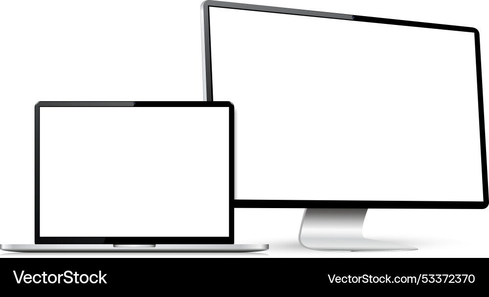 Realistic computer screen with laptop mockup Vector Image