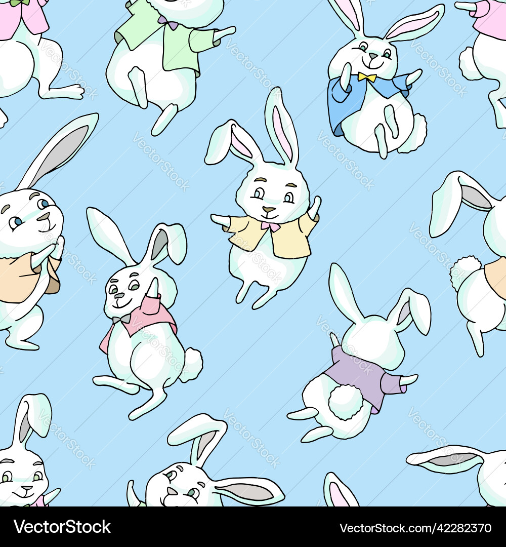 Seamless pattern with cheerful and happy rabbits Seamless pattern with cheerful and happy rabbits vector image