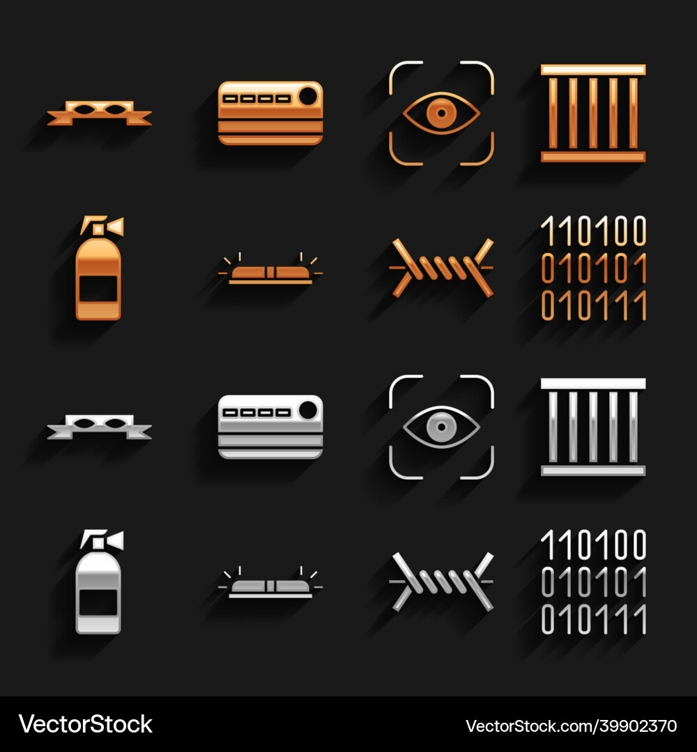 Set flasher siren prison window binary code Set flasher siren prison window binary code vector image