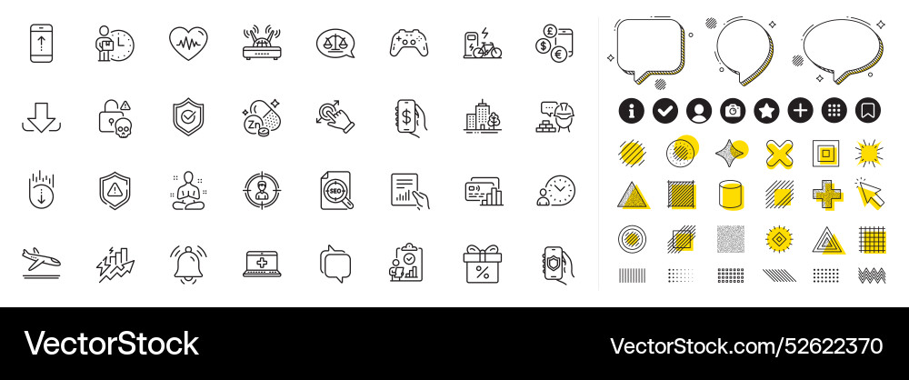 Set of document notification bell and gamepad Set of document notification bell and gamepad vector image
