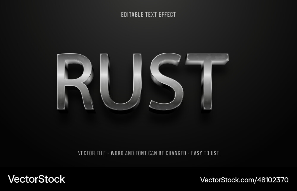 Silver 3d style editable text effect vector image