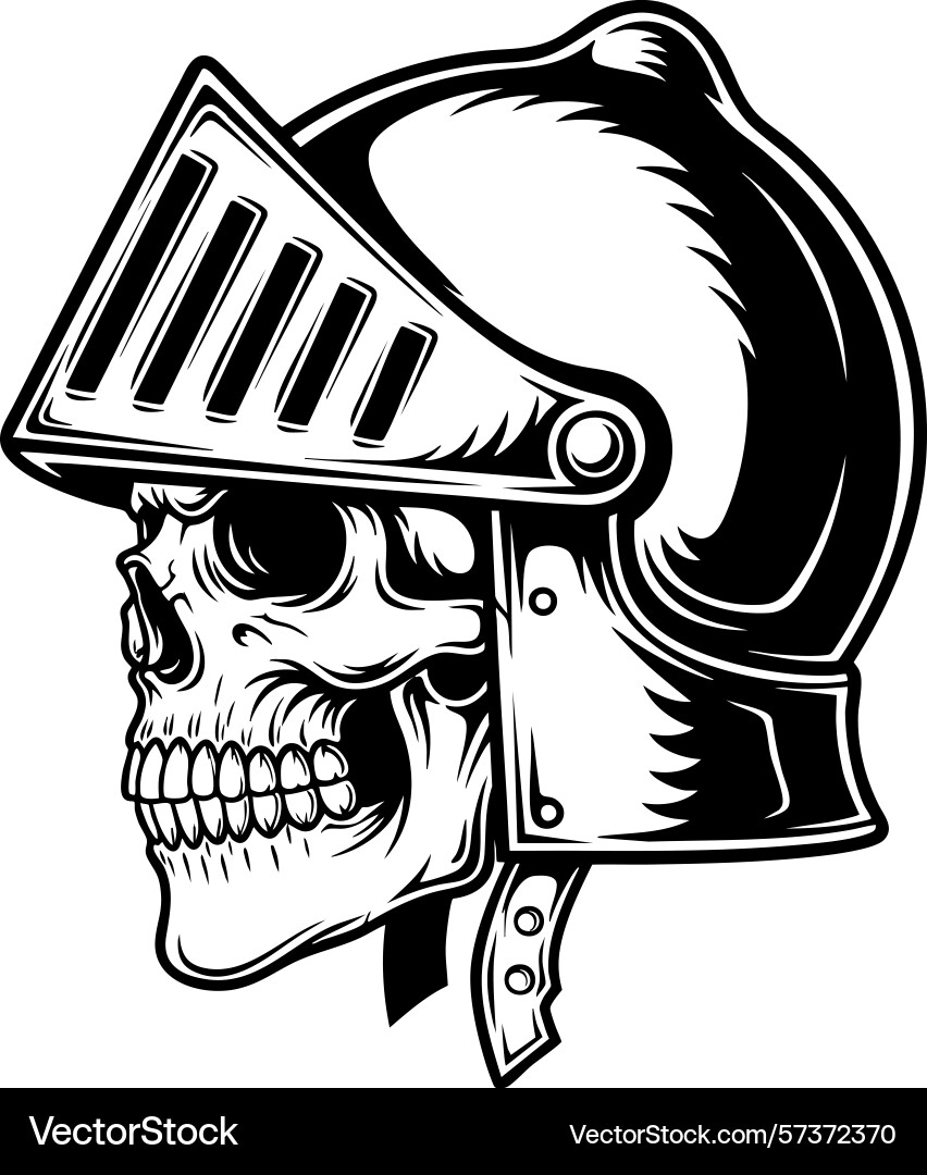 Striking skull adorned with a medieval knights Striking skull adorned with a medieval knights Vector Image
