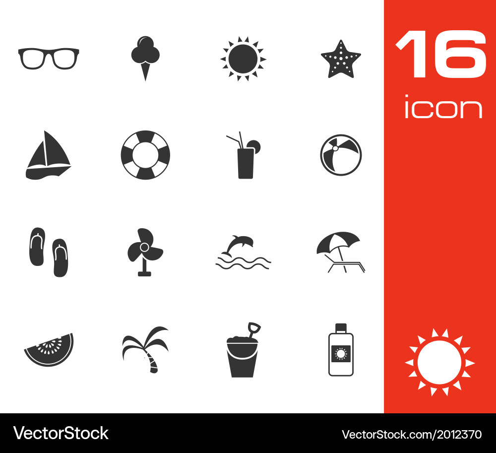 Summer Icons - Beach & Vacation Vector Image