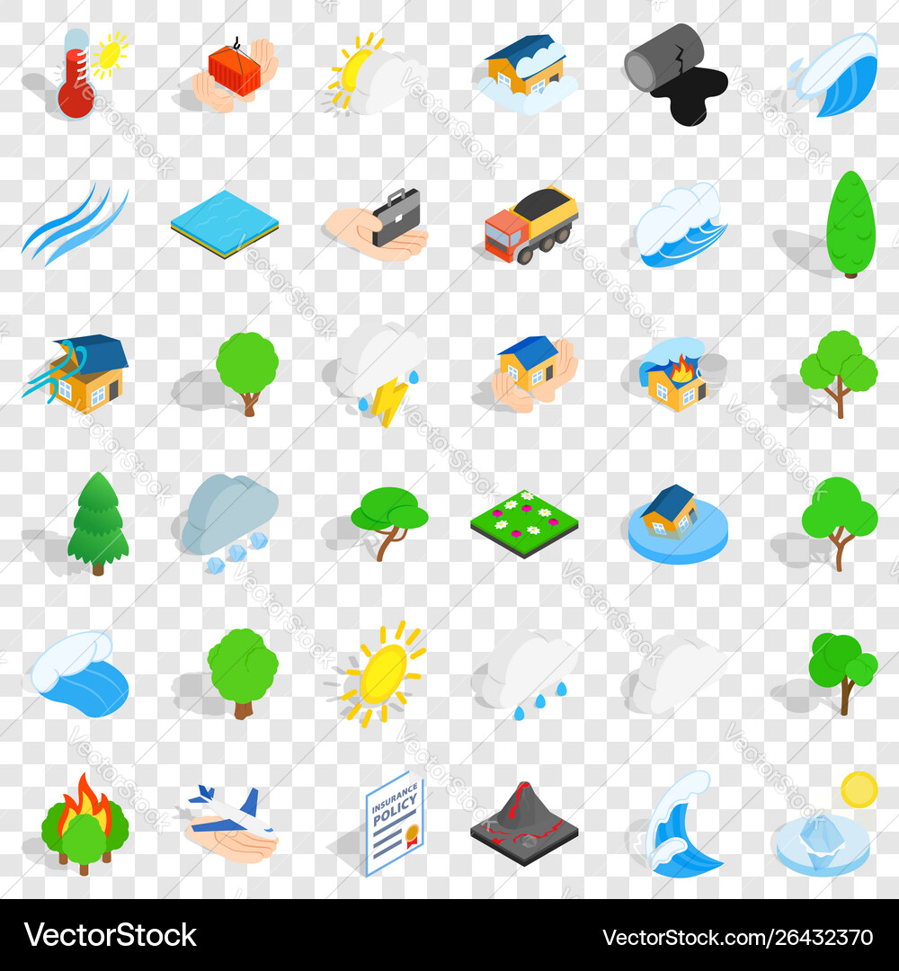 Tree icons set isometric style vector image