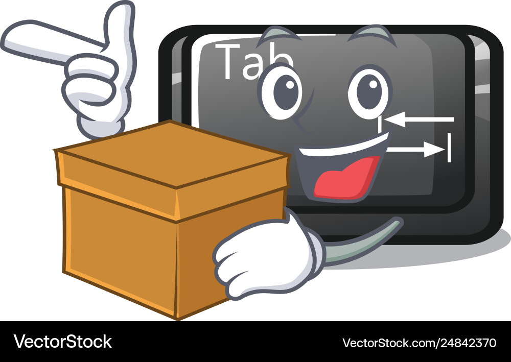 With box button tab in shape cartoon Vector Image