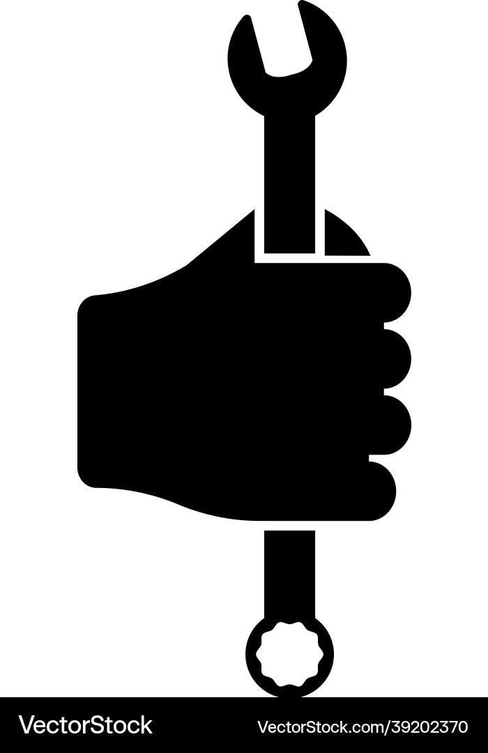 Wrench hexagon in hand tool use arm spanner Vector Image