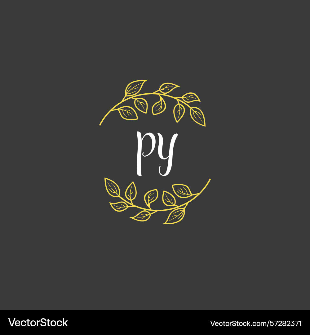 Botanical monogram logos with initial py Vector Image