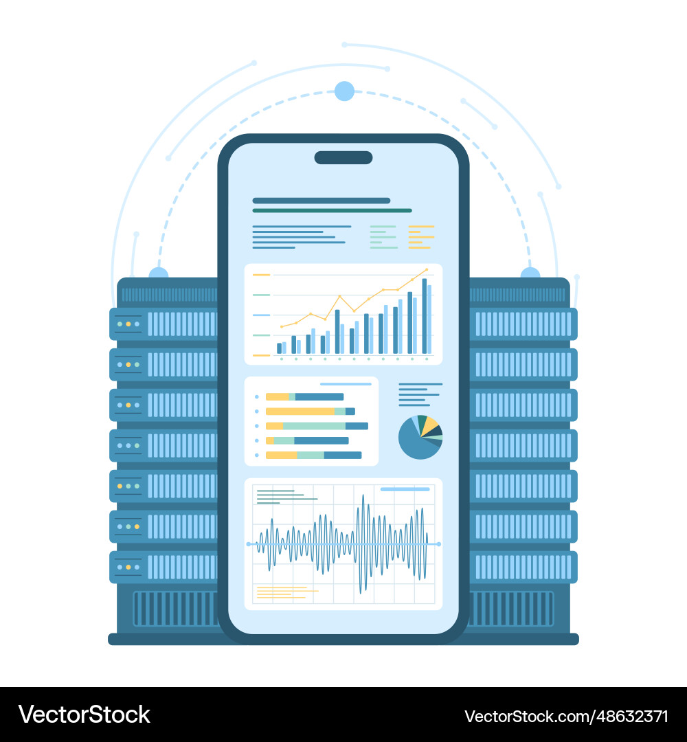 Business data monitoring with mobile app Vector Image