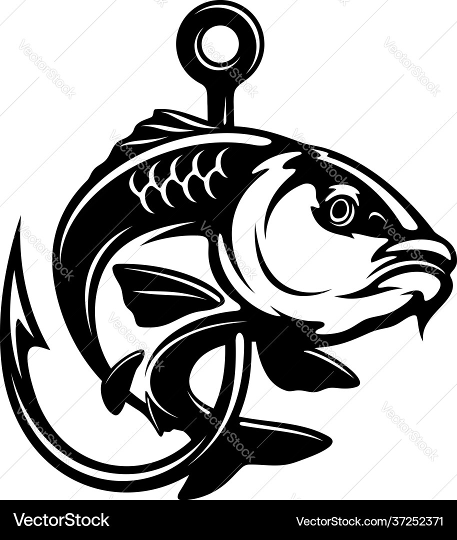 Carp Fishing Logo - Hook & Spear Vector Image
