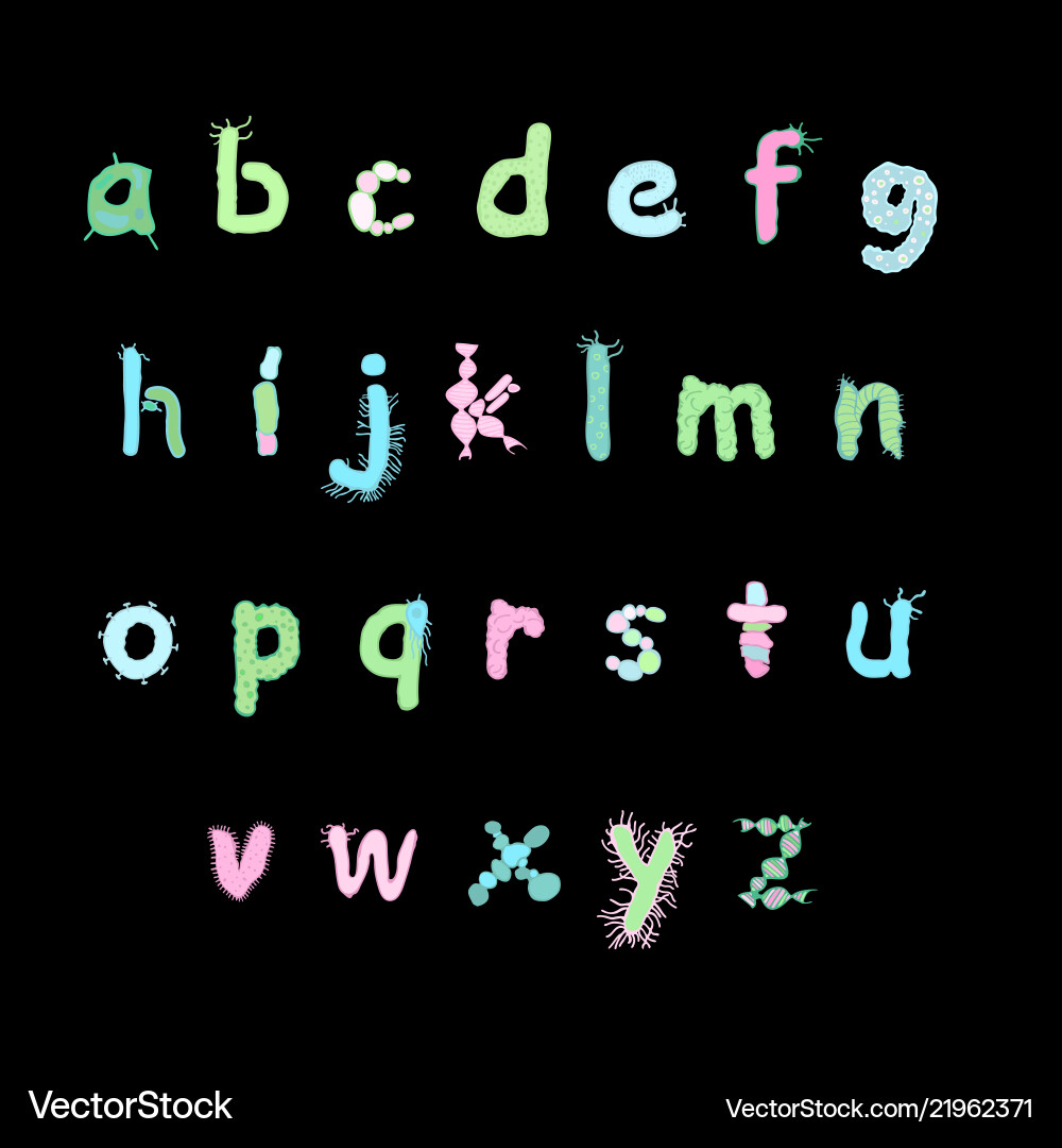 Colourful biology font Colourful biology font vector image