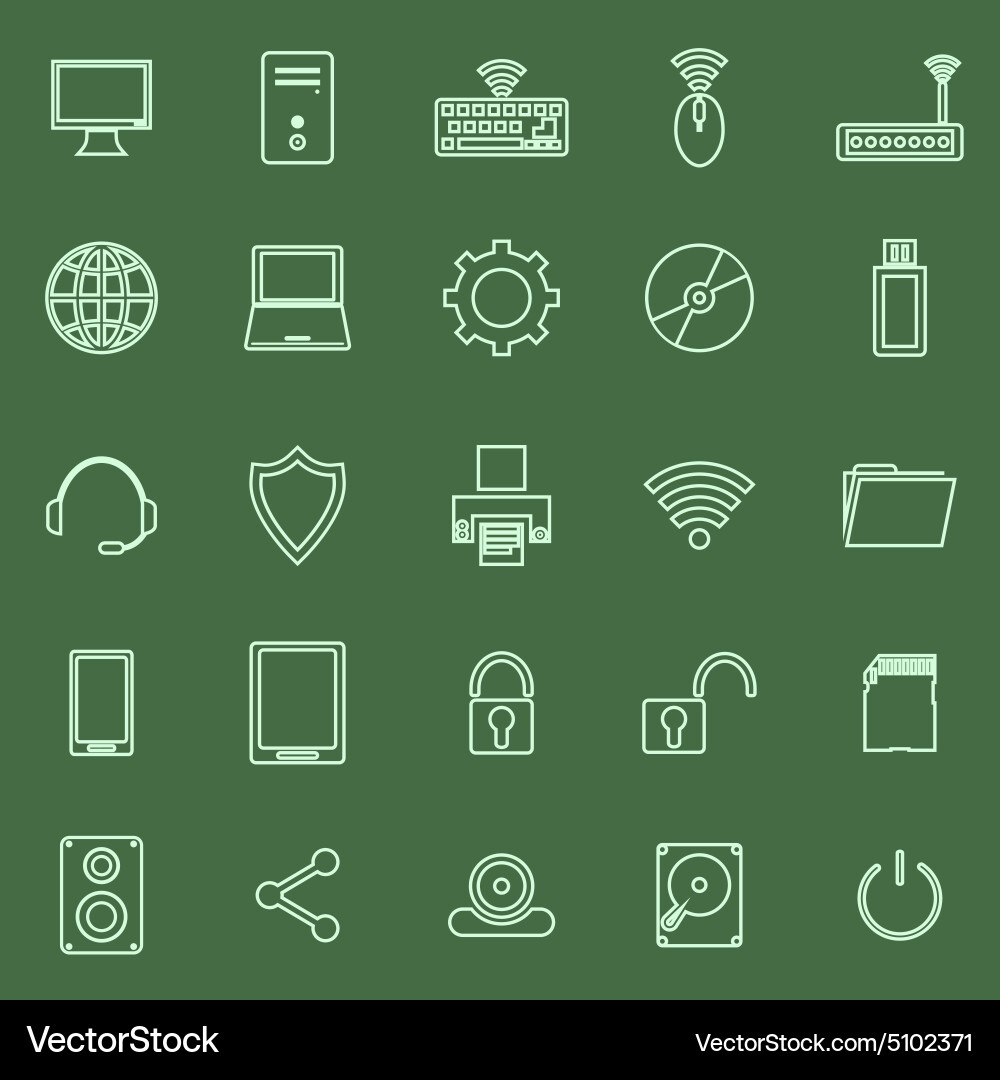 Computer Line Icons - Network & Digital Vector Image