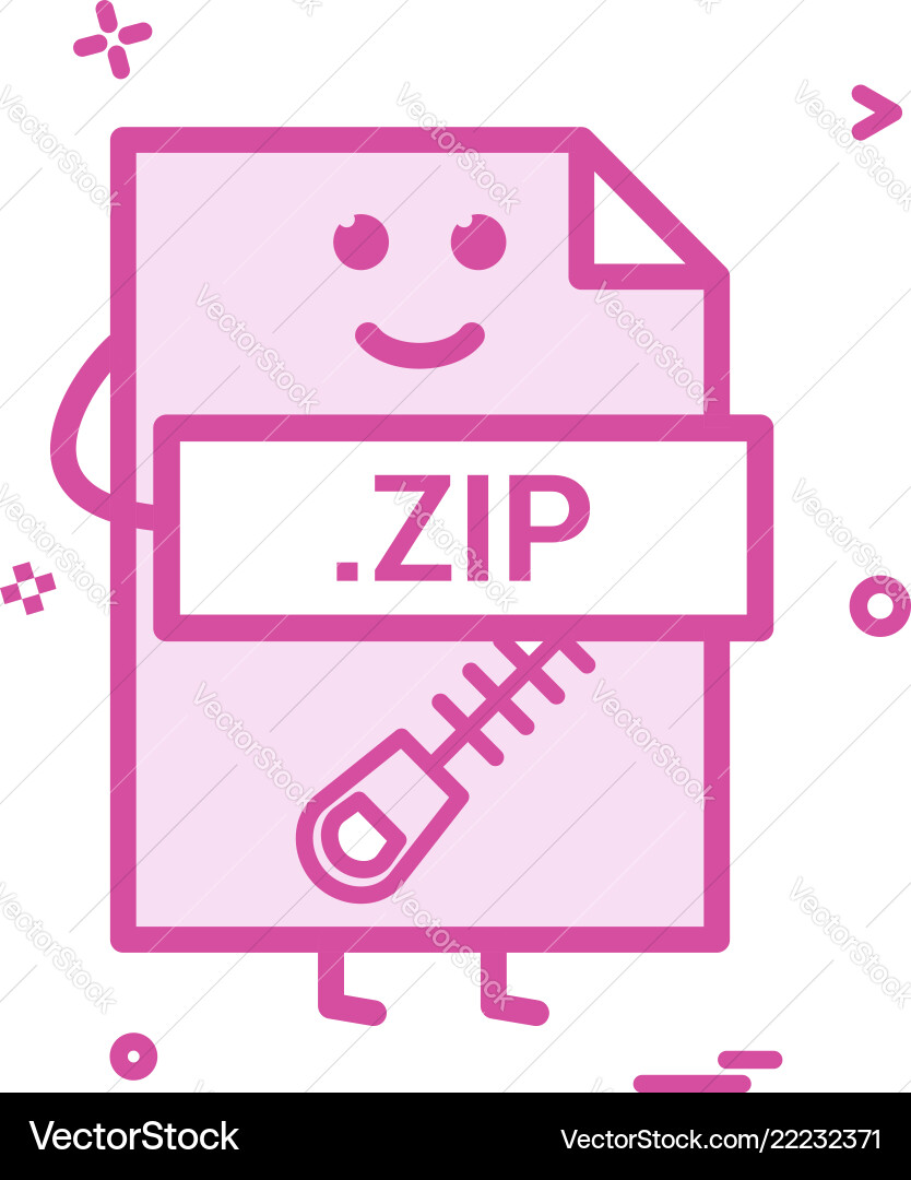 Computer zip file format type icon design Computer zip file format type icon design Vector Image