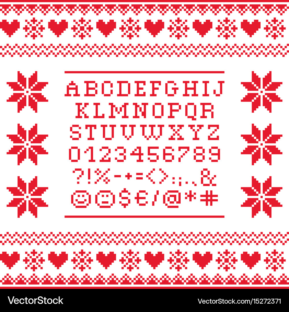 Cross Stitch Alphabet and Numbers Pattern vector image