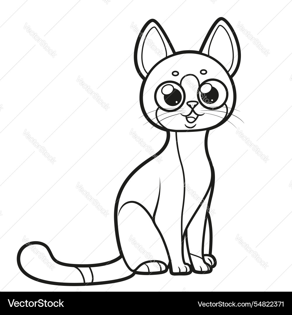 Cute cartoon kitten line drawing outlined Cute cartoon kitten line drawing outlined vector image