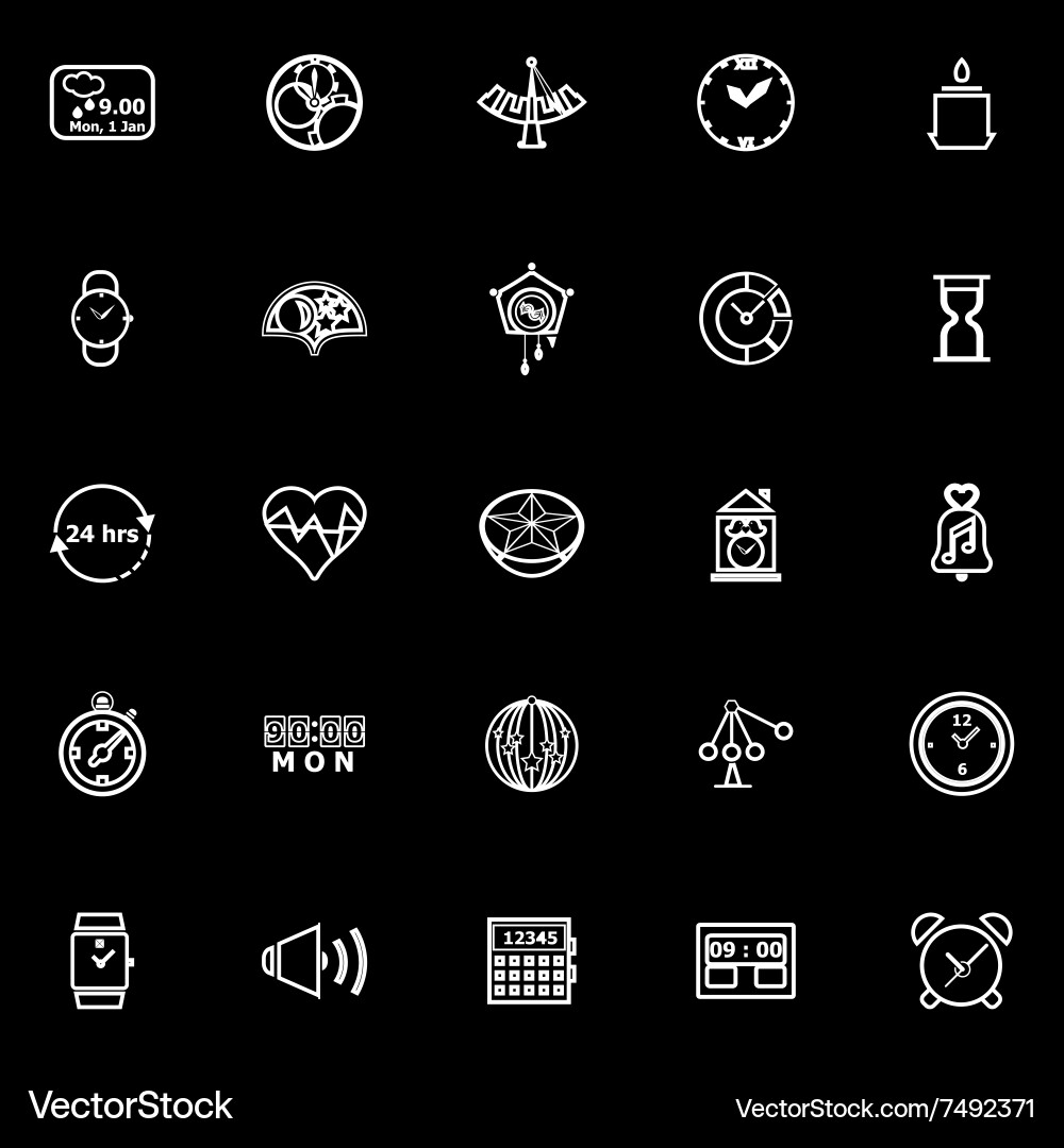 Design time line icons on black background vector image