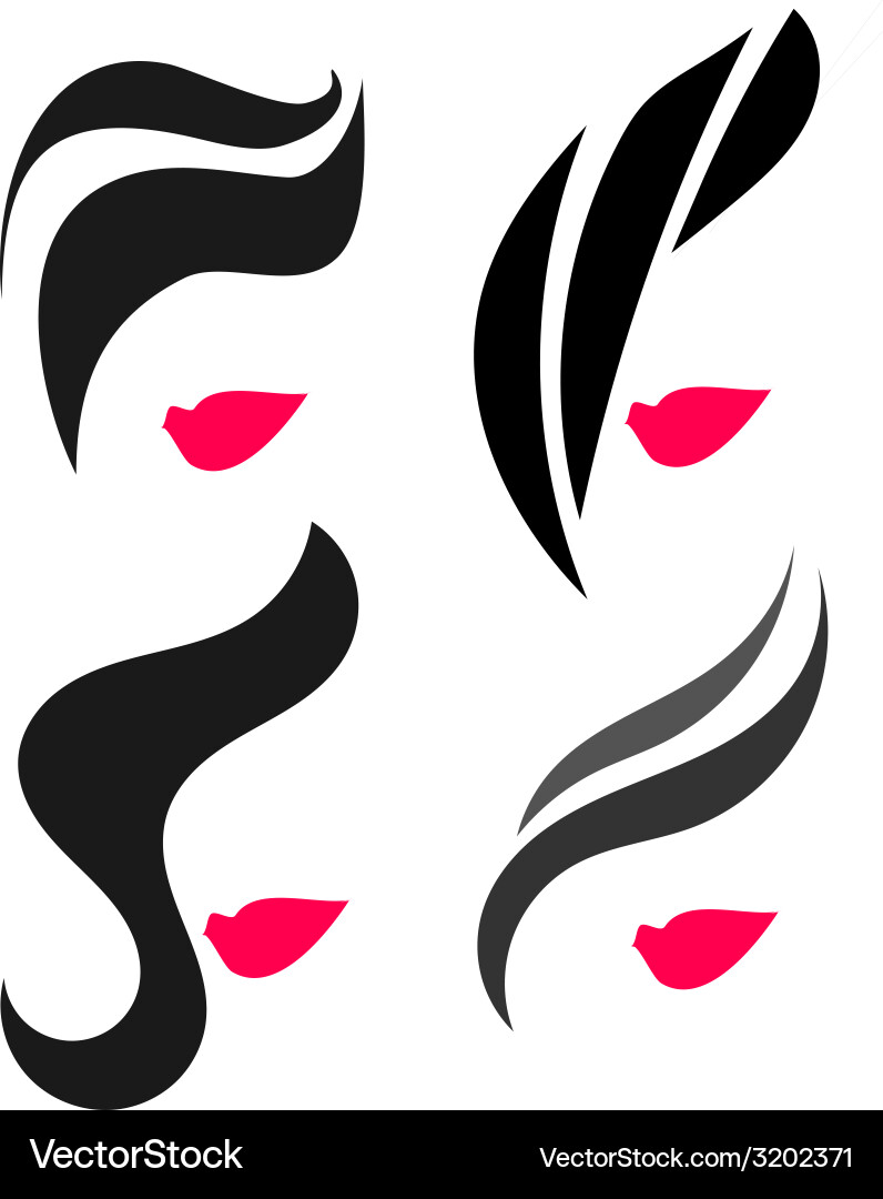 Elegant Female Hair & Lips Icon Vector Image