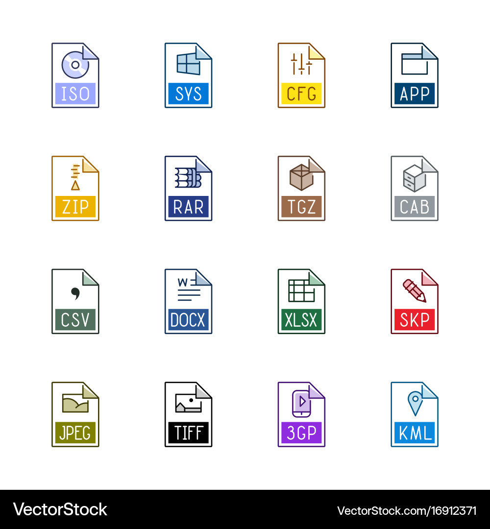 File Type Icon Set Royalty Free Vector Image - VectorStock