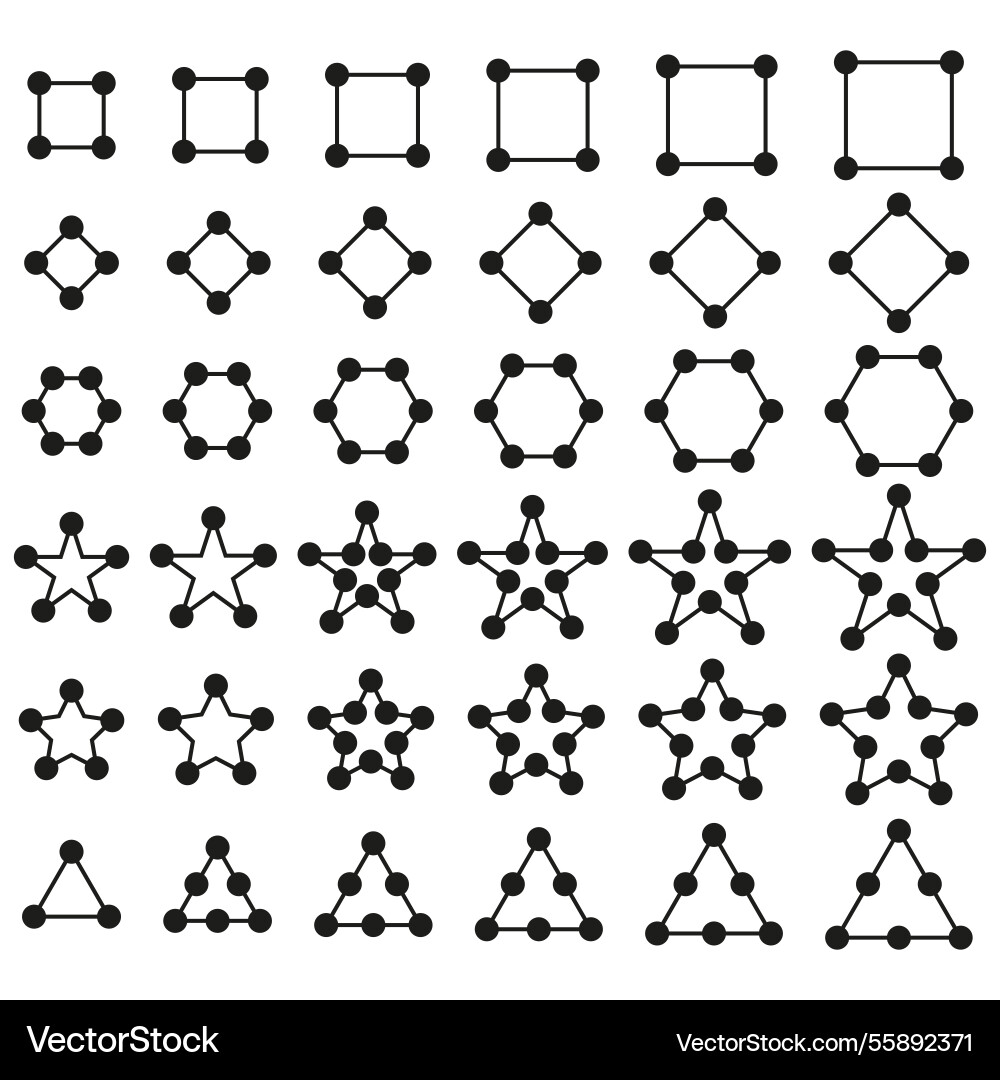 Geometric shape set polygon node symbol star Vector Image