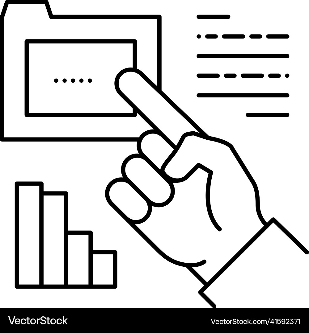 Hand showing on folder line icon Vector Image