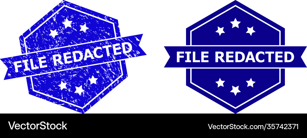 Hexagonal file redacted seal with unclean style vector image