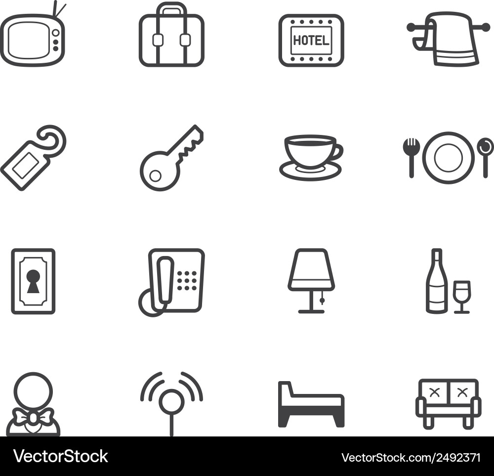 Hotel Icon Set - Black & White Vector Image